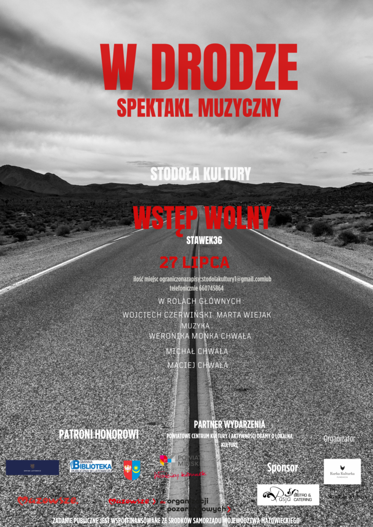 Plakat spektaklu "w drodze"